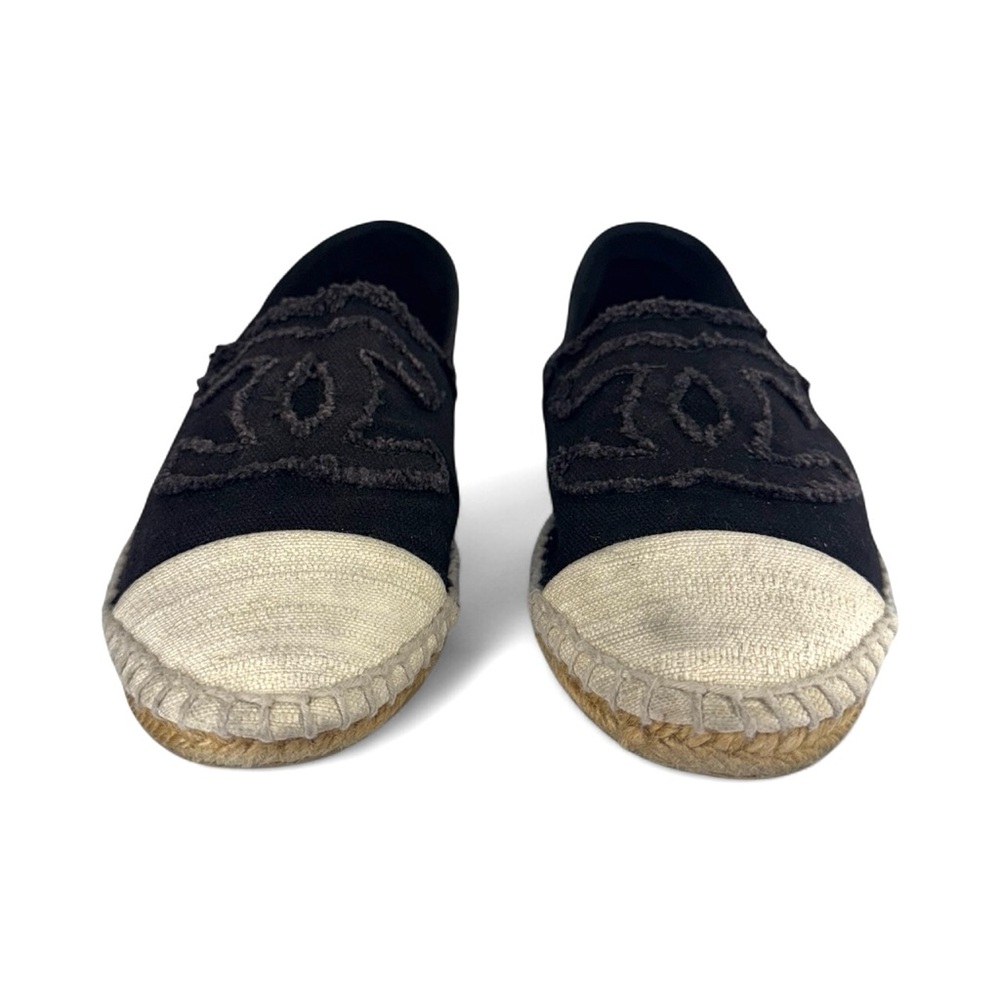 CHANEL CC :Logo Black & Beige Two Tone Espadrilles IT38 - Picture 3 of 9